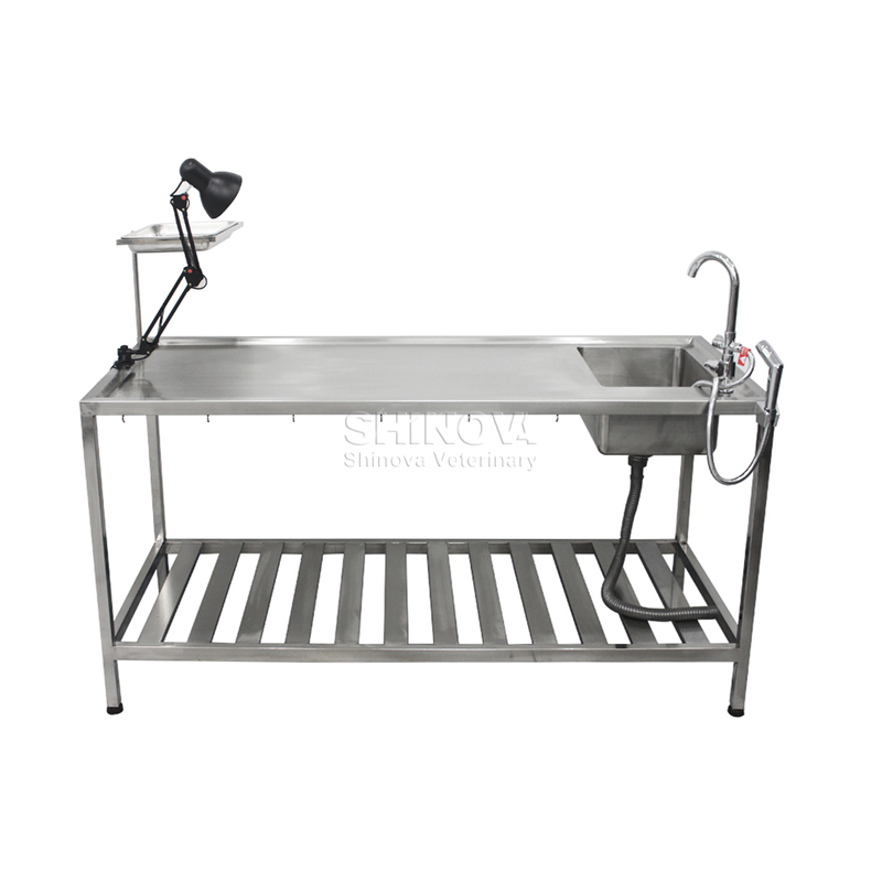 Table de dissection d'animaux en acier inoxydable