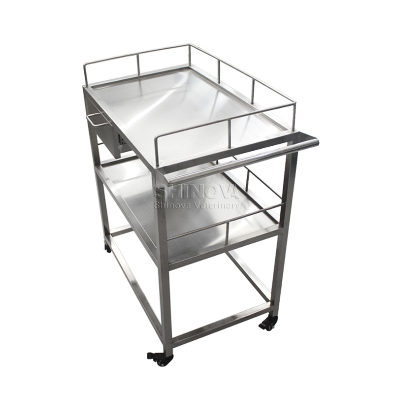 Chariot médical en acier inoxydable avec tiroirs